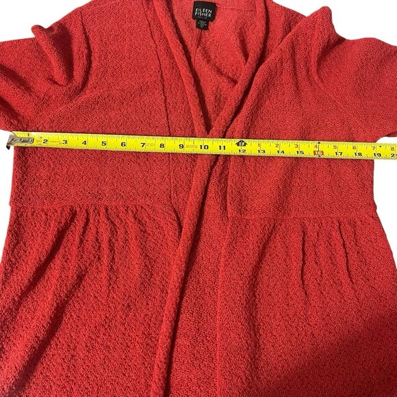Eileen Fisher Sweater Cardigan & Tank Set Wool Red Size PL Textured Open Front - Picture 12 of 12